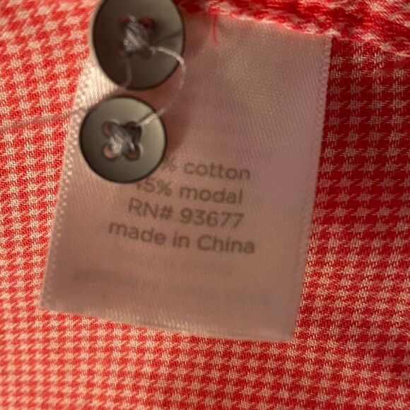 Red and White Gingham Checked Lightweight Button Down Womens Top Size 1X - Picture 4 of 5